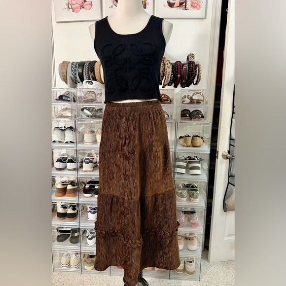 🌷Brand New Rich Brown Tiered Maxi Skirt - Picture 2 of 5